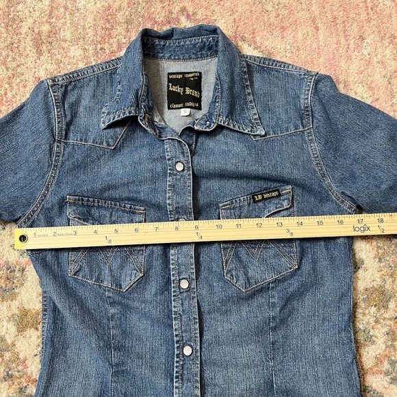 Lucky Brand Vintage Inspired Denim Jean Pearl Snap Shirt Women's Size S - Picture 4 of 7